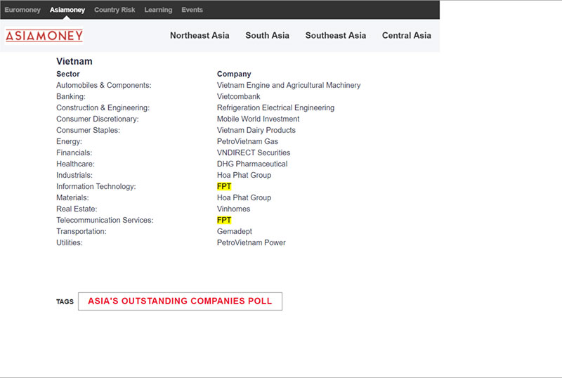 FPT hai lần được vinh danh Công ty nổi bật nhất châu Á -0