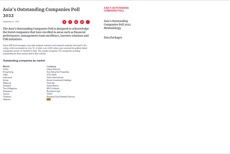 FPT hai lần được vinh danh Công ty nổi bật nhất châu Á -0