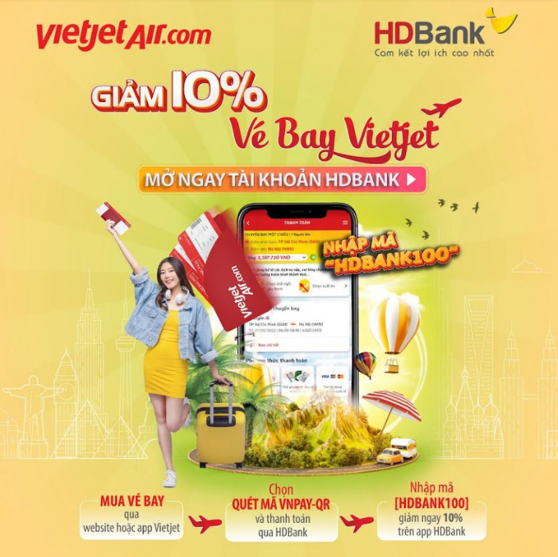 Cùng HDBank đặt vé máy bay giờ nào cũng rẻ -0