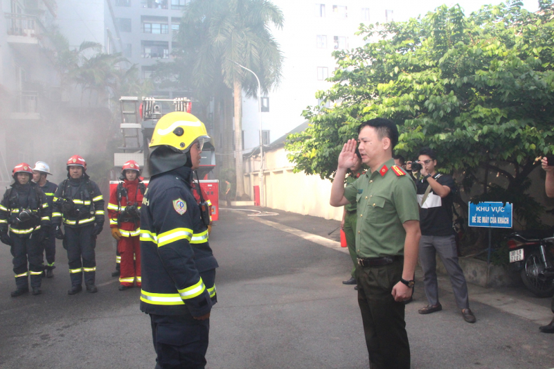 Thực tập phương án chữa cháy Nhà Công vụ Hoàng Cầu -0
