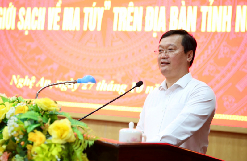 Trung tướng Nguyễn Duy Ngọc, Thứ trưởng Bộ Công an dự Hội nghị sơ kết thực hiện Đề án xây dựng “Xã biên giới sạch về ma túy” tại Nghệ An -0