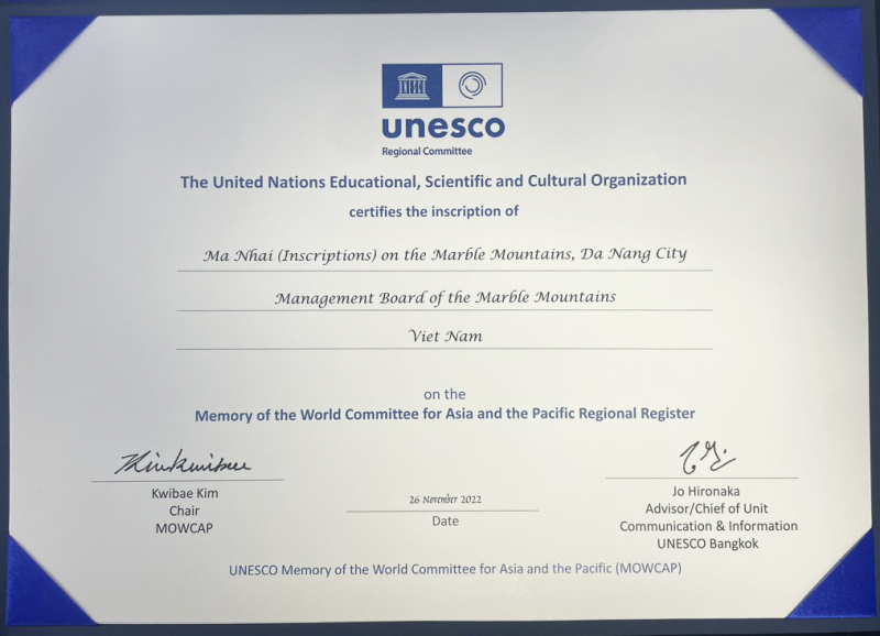 Ma Nhai tại danh thắng Ngũ Hành Sơn, TP  Đà Nẵng là  Di sản tư liệu khu vực Châu Á – Thái Bình Dương -0