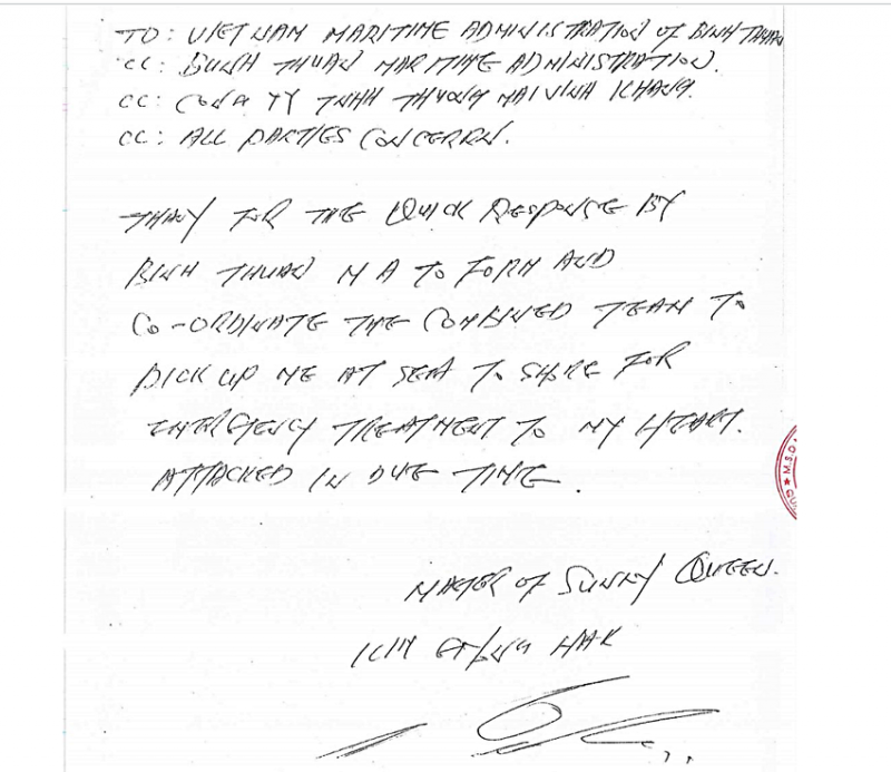 Doanh nghiệp và chủ tàu nước ngoài gửi thư cảm ơn các cơ quan chức năng ở Ninh Thuận, Bình Thuận -1