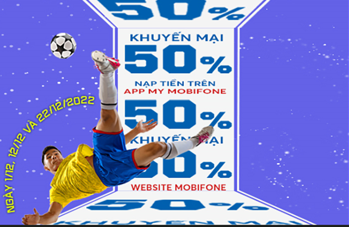 Khuyến mại tặng 50% giá trị thẻ nạp khi nạp tiền qua ứng dụng MyMobiFone -0