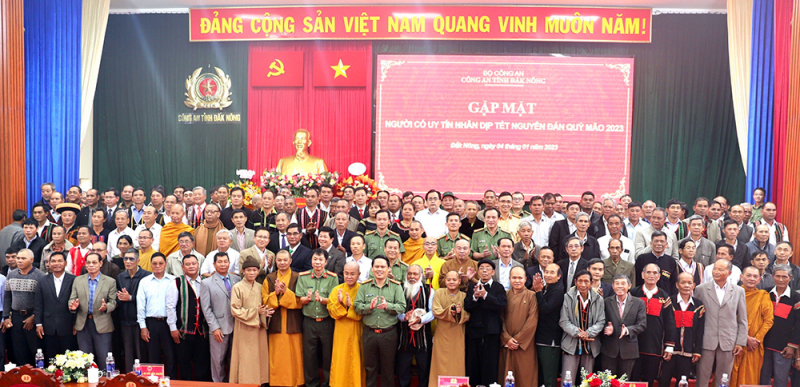 Công an Đắk Nông gặp mặt người có uy tín tiêu biểu nhân dịp Tết Nguyên đán Qúy Mão 2023 -0
