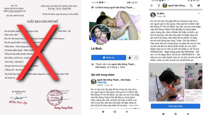 Giả mạo giấy tờ của Bệnh viện Nhi Đồng TP Hồ Chí Minh để kêu gọi giúp đỡ -0