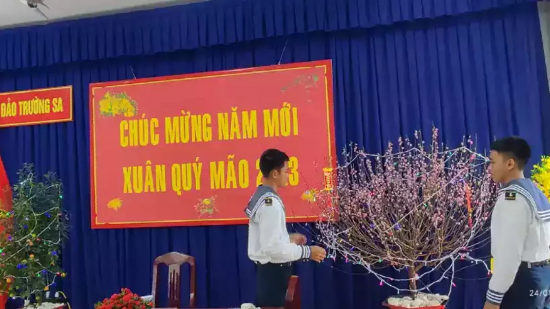 Bừng sắc thắm hoa đào, hoa mai ở Trường Sa -0