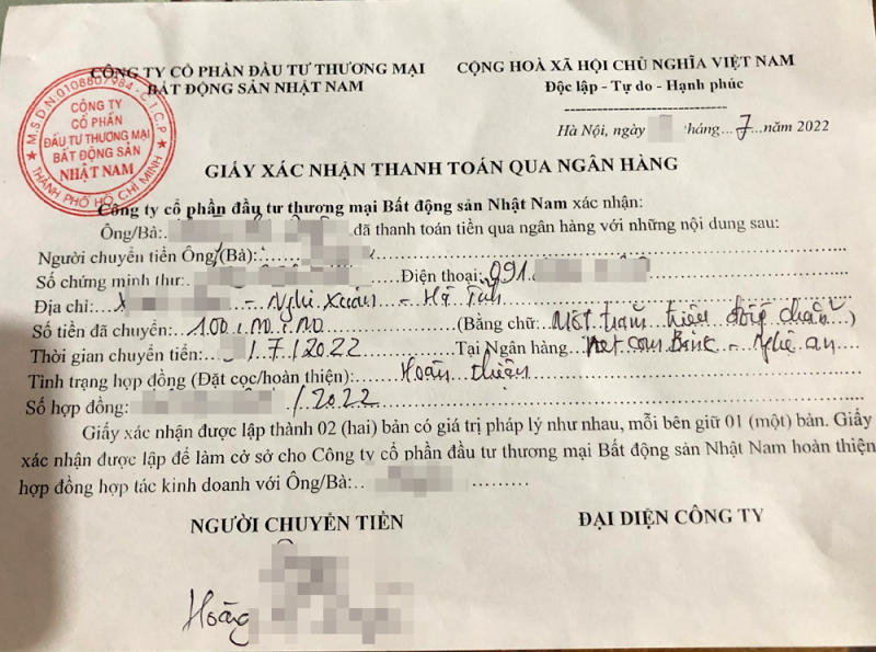 “Hô biến” thành Sông Đà Nhật Nam, Công ty Nhật Nam tiếp tục ôm tiền, thu hồi hợp đồng gốc của nhà đầu tư -0