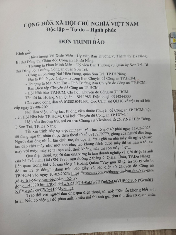 Công an vào cuộc vụ phóng viên bị người lạ “dọa giết” cả gia đình -1