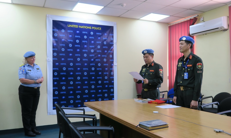 Sĩ quan CAND Việt Nam nhận quyết định thăng cấp hàm tại Nam Sudan -0