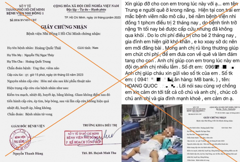 Giả mạo con dấu, giấy tờ bệnh viện để lừa đảo chiếm đoạt tiền từ thiện -0