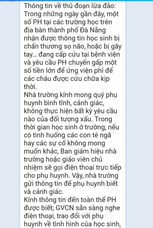 Nhiều phụ huynh ở Đà Nẵng nhận cuộc gọi lừa đảo “con cấp cứu yêu cầu chuyển tiền” -0