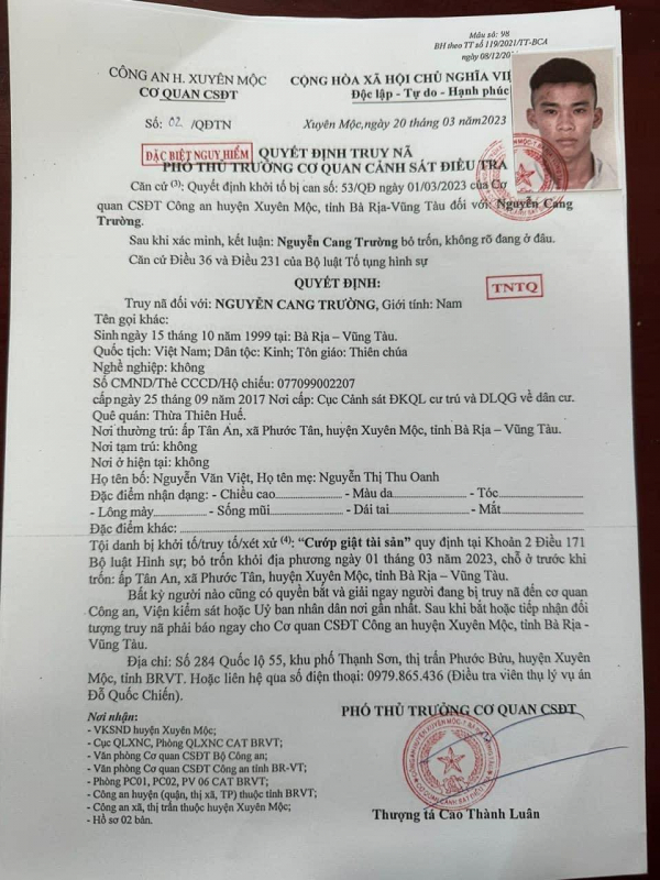 Truy nã đối tượng đặc biệt nguy hiểm -0