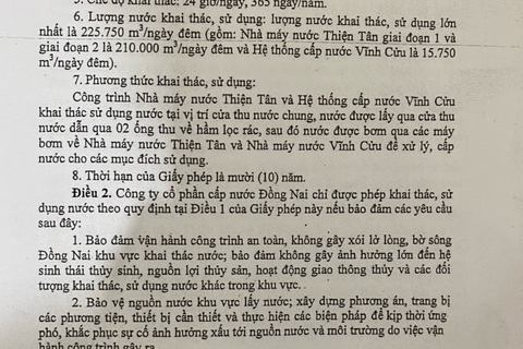 Khai thác vượt giấy phép, Công ty cổ phần cấp nước Đồng Nai gây nhiều hệ luỵ -0