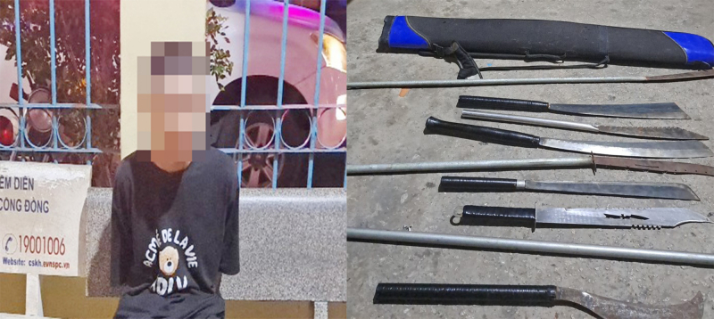 Vác cả lô hung khí đi chém nhau thì bị bắt  -0