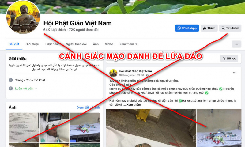Giả mạo fanpage của tổ chức Phật giáo để lừa đảo -0