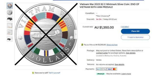 Yêu cầu kiểm tra, rà soát và gỡ bỏ vật phẩm đồng 2 đôla Australia có hình “cờ vàng” vi phạm -0