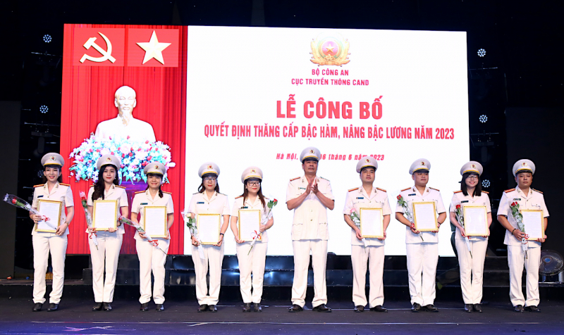 Cục Truyền thông CAND công bố Quyết định thăng cấp bậc hàm, nâng bậc lương năm 2023 -1