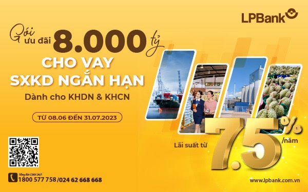 Sau 2 lần hạ lãi suất, LPBank tiếp tục tung gói vay  8.000 tỷ, lãi suất chỉ từ 7,5%/năm -0