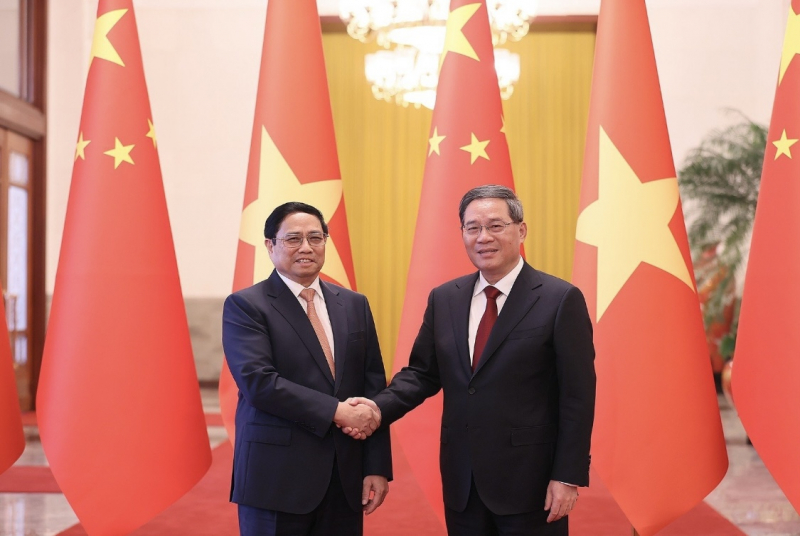 Thủ tướng Trung Quốc Lý Cường chủ trì Lễ đón Thủ tướng Phạm Minh Chính thăm chính thức Trung Quốc -0