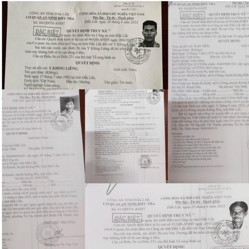 Truy nã đặc biệt 5 đối tượng trong vụ khủng bố ở Đắk Lắk -0