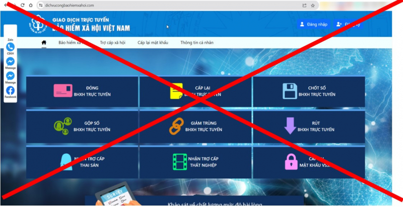 Cảnh báo trang web giả mạo Cổng dịch vụ công ngành BHXH Việt Nam -0