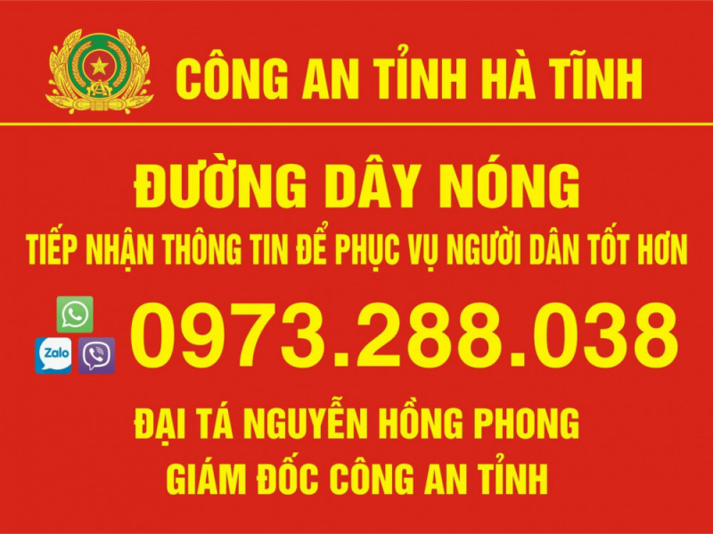 Giám đốc Công an tỉnh Hà Tĩnh công khai số điện thoại cá nhân làm đường dây nóng -0