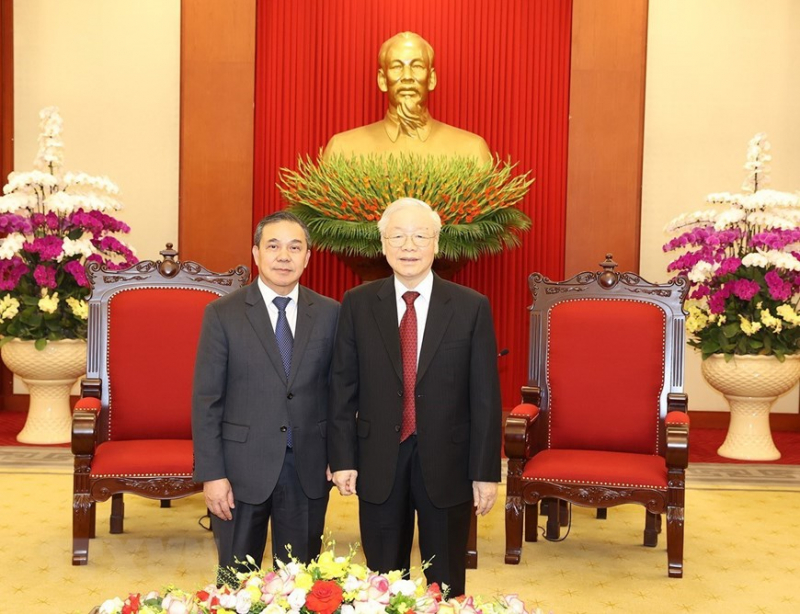 Tổng Bí thư Nguyễn Phú Trọng tiếp Đại sứ Lào tại Việt Nam -0