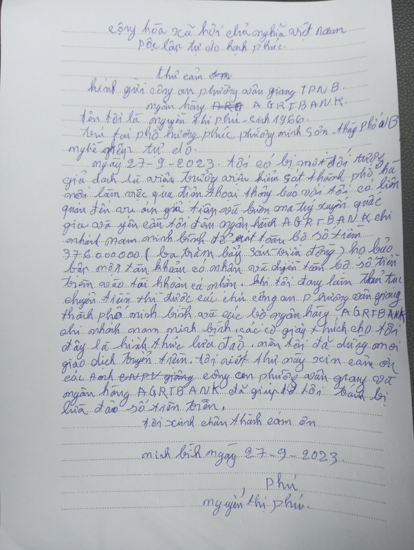 Công an phối hợp với ngân hàng kịp thời ngăn chặn vụ chuyển tiền cho đối tượng lừa đảo -0
