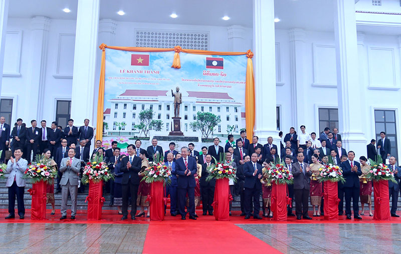 Bộ trưởng Tô Lâm dự Lễ khánh thành Học viện Chính trị Công an Lào -0