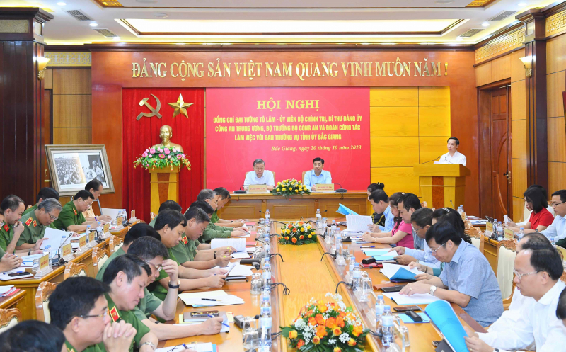 Đảng uỷ Công an Trung ương, Bộ Công an làm việc với Thường vụ tỉnh uỷ Bắc Giang -0