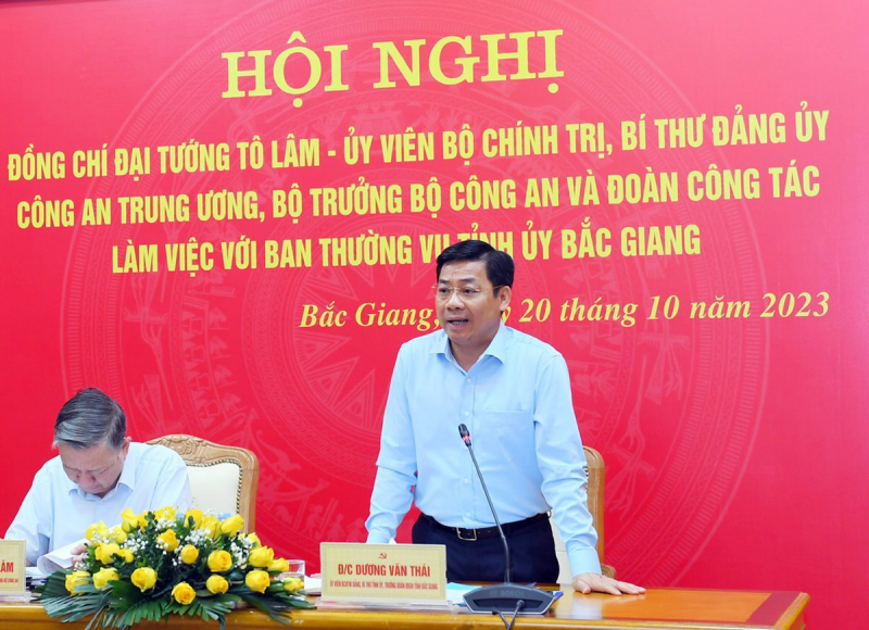 Đảng uỷ Công an Trung ương, Bộ Công an làm việc với Thường vụ tỉnh uỷ Bắc Giang -0