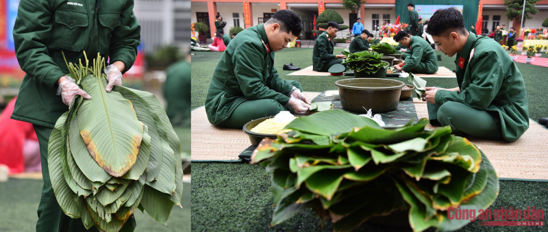 Hàng trăm bộ đội tham gia hội thi gói bánh chưng -0