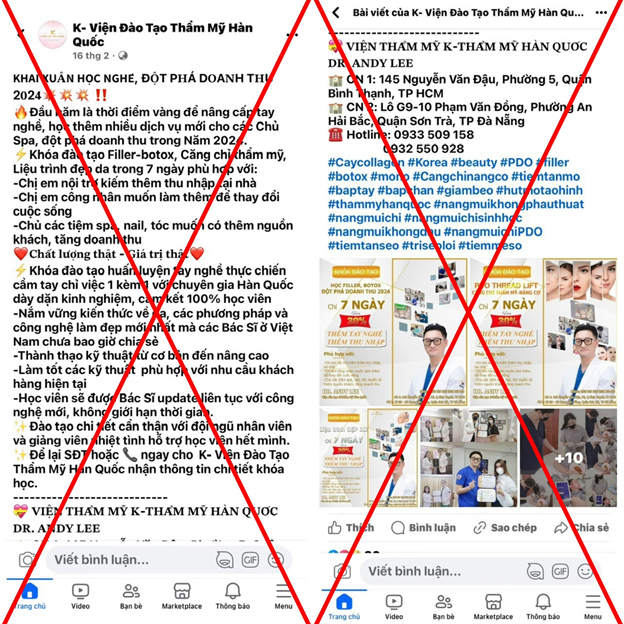 Kiểm tra đột xuất, đình chỉ một “Viện đào tạo thẩm mỹ quốc tế” trái phép -0