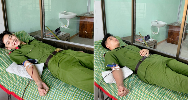 Hai chiến sĩ Công an hiến máu cứu bệnh nhân nguy kịch -0