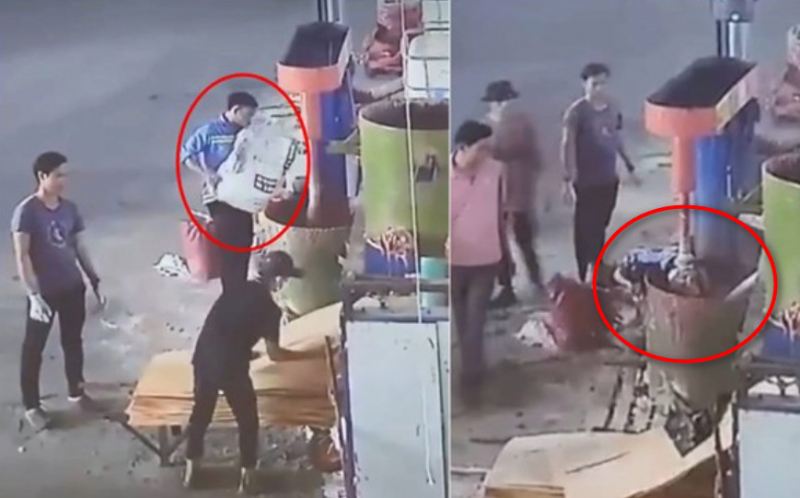Vụ tai nạn lao động kinh hoàng, người đàn ông bị cuốn vào máy trộn  -1