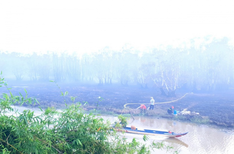 Khống chế kịp thời đám cháy xảy ra tại Vườn Quốc gia Tràm Chim -0