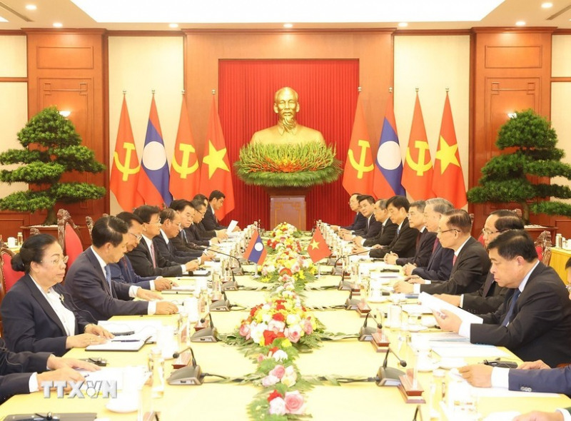 Tổng Bí thư, Chủ tịch nước Tô Lâm hội đàm với Tổng Bí thư, Chủ tịch nước Lào -0