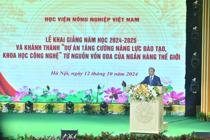 Tổng Bí thư, Chủ tịch nước Tô Lâm dự Lễ khai giảng năm học mới tại Học viện Nông nghiệp Việt Nam -0