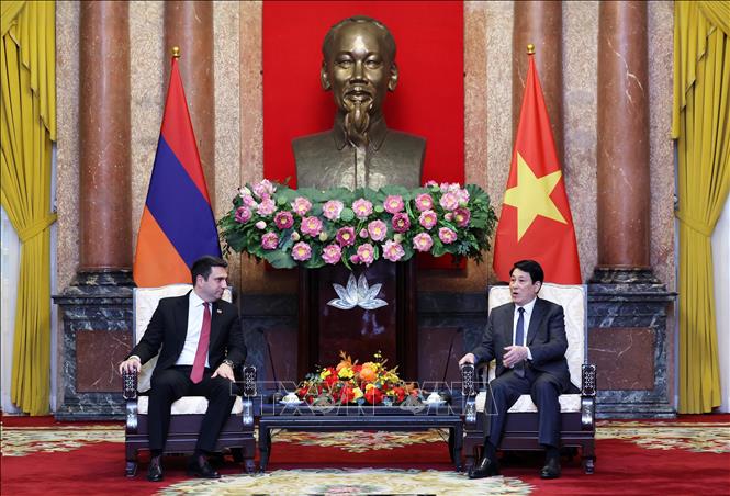 Chủ tịch nước Lương Cường tiếp Chủ tịch Quốc hội Armenia -0