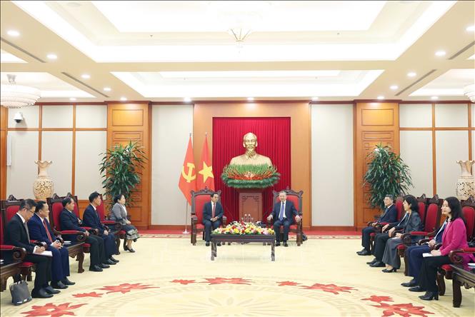 Tổng Bí thư Tô Lâm tiếp Thường trực Ban Bí thư, Phó Chủ tịch nước Lào Bounthong Chitmany -1
