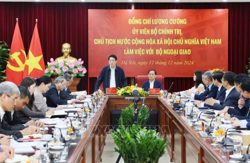 Chủ tịch nước Lương Cường làm việc với Bộ Ngoại giao -0