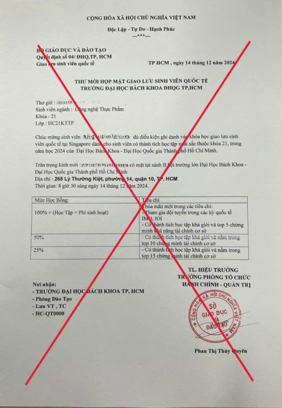 Cảnh giác giả mạo trường đại học mời họp mặt giao lưu sinh viên quốc tế -0
