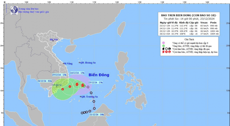 Bão số 10 hình thành trên Biển Đông, gây mưa to ở  Nam Trung Bộ TP Hồ Chí Minh -0