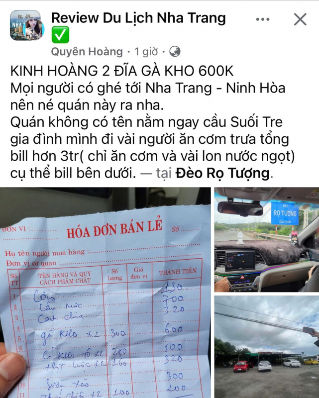 Một quán ăn phía Nam chân đèo Rọ Tượng bị tố “chặt chém” -0