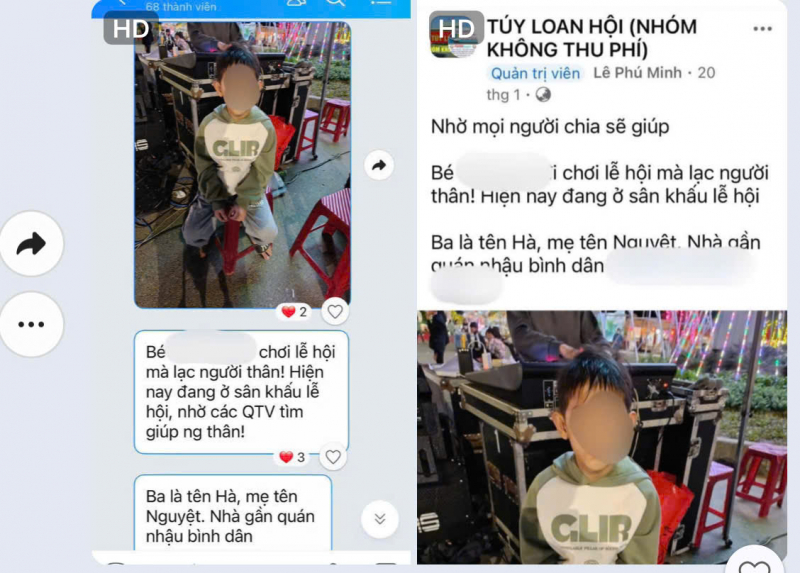 Công an giúp tìm người thân cho cháu bé đi lạc qua Mô hình “hội, nhóm, trang mạng xã hội..” -0