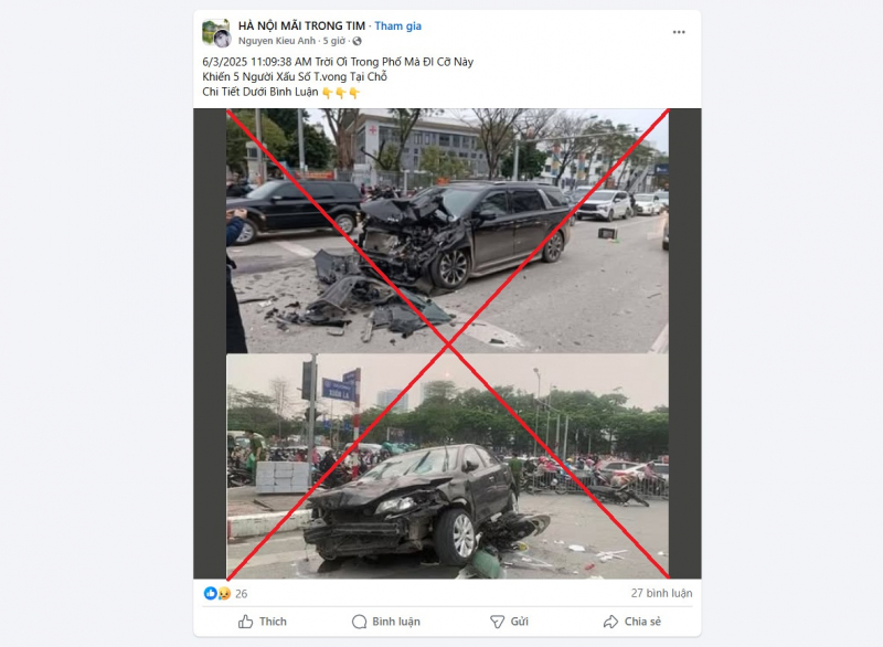 Bịa đặt thông tin sai sự thật tai nạn 5 người chết ở Hà Nội -0