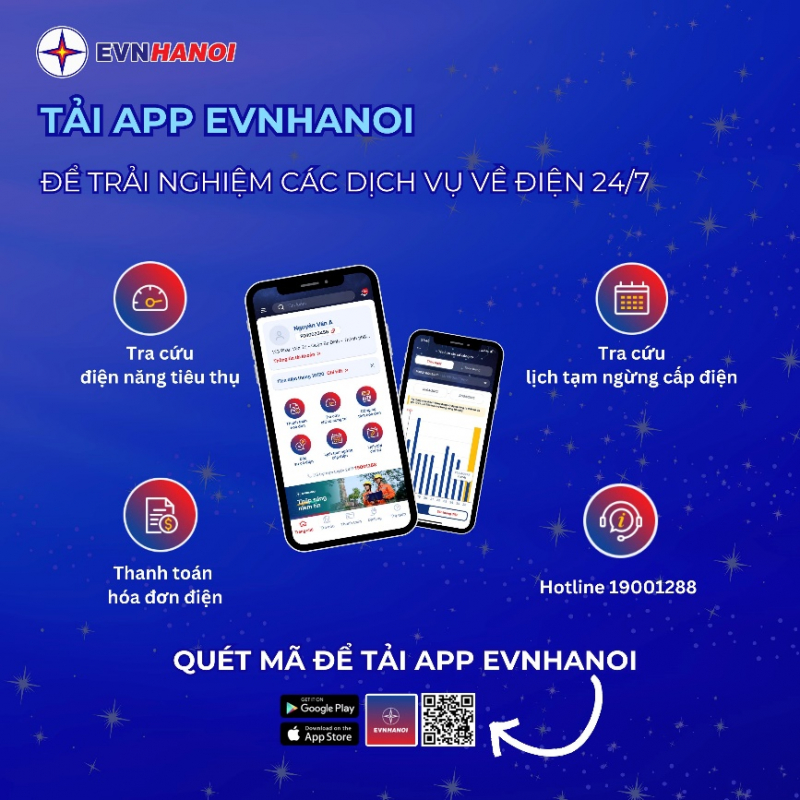 App EVNHANOI cho phép khách hàng chủ động theo dõi lượng điện tiêu thụ hằng ngày -0