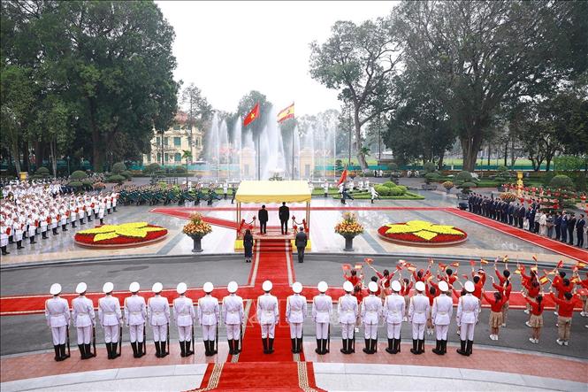 Thủ tướng Phạm Minh Chính chủ trì Lễ đón Thủ tướng Tây Ban Nha thăm chính thức Việt Nam -0