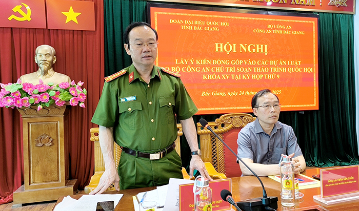 Công an Bắc Giang tổ chức Hội nghị lấy ý kiến đóng góp vào các dự thảo Luật do Bộ Công an chủ trì soạn thảo -0